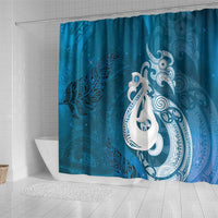 New Zealand Matariki Shower Curtain Maori Manaia Galaxy Silver Fern Blue Color LT22 - Polynesian Pride