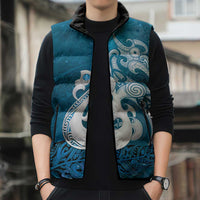 New Zealand Matariki Sleeveless Puffer Jacket Maori Manaia Galaxy Silver Fern Blue Color LT22 - Polynesian Pride