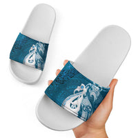 New Zealand Matariki Slide Sandals Maori Manaia Galaxy Silver Fern Blue Color LT22 - Polynesian Pride