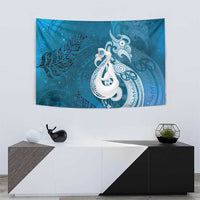 New Zealand Matariki Tapestry Maori Manaia Galaxy Silver Fern Blue Color