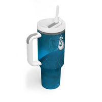 New Zealand Matariki Tumbler With Handle Maori Manaia Galaxy Silver Fern Blue Color LT22 - Polynesian Pride