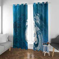 New Zealand Matariki Window Curtain Maori Manaia Galaxy Silver Fern Blue Color LT22 With Grommets Blue - Polynesian Pride