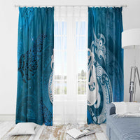 New Zealand Matariki Window Curtain Maori Manaia Galaxy Silver Fern Blue Color LT22 - Polynesian Pride