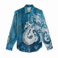 New Zealand Matariki Women Casual Shirt Maori Manaia Galaxy Silver Fern Blue Color LT22 - Polynesian Pride
