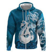 New Zealand Matariki Zip Hoodie Maori Manaia Galaxy Silver Fern Blue Color LT22 Zip Hoodie Blue - Polynesian Pride