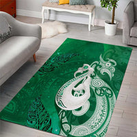 New Zealand Matariki Area Rug Maori Manaia Galaxy Silver Fern Green Color LT22 - Polynesian Pride