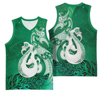 New Zealand Matariki Basketball Jersey Maori Manaia Galaxy Silver Fern Green Color LT22 - Polynesian Pride