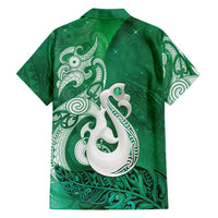 New Zealand Matariki Family Matching Tank Maxi Dress and Hawaiian Shirt Maori Manaia Galaxy Silver Fern Green Color LT22 - Polynesian Pride