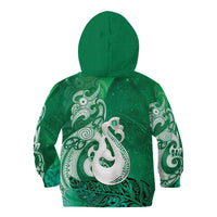 New Zealand Matariki Kid Hoodie Maori Manaia Galaxy Silver Fern Green Color LT22 - Polynesian Pride