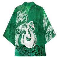 New Zealand Matariki Kimono Maori Manaia Galaxy Silver Fern Green Color LT22 - Polynesian Pride