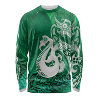 New Zealand Matariki Long Sleeve Shirt Maori Manaia Galaxy Silver Fern Green Color LT22 Unisex Green - Polynesian Pride