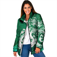 New Zealand Matariki Padded Jacket Maori Manaia Galaxy Silver Fern Green Color LT22 Women Green - Polynesian Pride