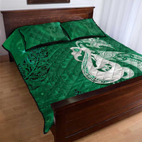 New Zealand Matariki Quilt Bed Set Maori Manaia Galaxy Silver Fern Green Color LT22 - Polynesian Pride