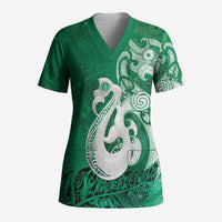New Zealand Matariki Scrub Top Maori Manaia Galaxy Silver Fern Green Color LT22 Adult Green - Polynesian Pride