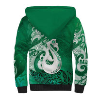 New Zealand Matariki Sherpa Hoodie Maori Manaia Galaxy Silver Fern Green Color LT22 - Polynesian Pride