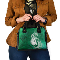 New Zealand Matariki Shoulder Handbag Maori Manaia Galaxy Silver Fern Green Color LT22 - Polynesian Pride