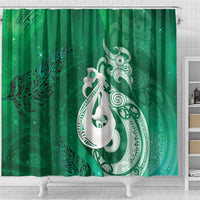 New Zealand Matariki Shower Curtain Maori Manaia Galaxy Silver Fern Green Color LT22 - Polynesian Pride