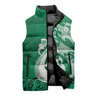 New Zealand Matariki Sleeveless Puffer Jacket Maori Manaia Galaxy Silver Fern Green Color LT22 - Polynesian Pride