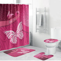 New Zealand Breast Cancer Awareness Bathroom Set Pink Ribbon Butterfly Maori Pattern