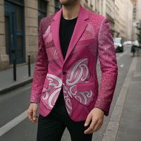 New Zealand Breast Cancer Awareness Blazer Pink Ribbon Butterfly Maori Pattern