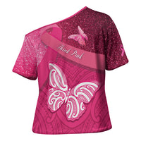 New Zealand Breast Cancer Awareness Cross Shoulder Shirt Pink Ribbon Butterfly Maori Pattern LT22 - Polynesian Pride