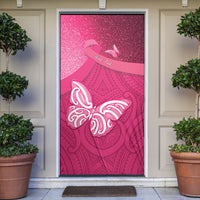New Zealand Breast Cancer Awareness Door Cover Pink Ribbon Butterfly Maori Pattern LT22 Pink - Polynesian Pride