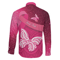 New Zealand Breast Cancer Awareness Family Matching Long Sleeve Bodycon Dress and Hawaiian Shirt Pink Ribbon Butterfly Maori Pattern LT22 - Polynesian Pride