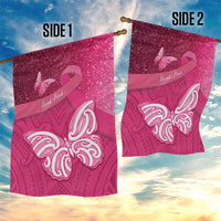 New Zealand Breast Cancer Awareness Garden Flag Pink Ribbon Butterfly Maori Pattern LT22 - Polynesian Pride