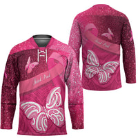 New Zealand Breast Cancer Awareness Hockey Jersey Pink Ribbon Butterfly Maori Pattern LT22 - Polynesian Pride