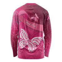 New Zealand Breast Cancer Awareness Long Sleeve Shirt Pink Ribbon Butterfly Maori Pattern LT22 - Polynesian Pride
