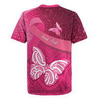 New Zealand Breast Cancer Awareness Rugby Jersey Pink Ribbon Butterfly Maori Pattern LT22 - Polynesian Pride