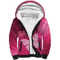 New Zealand Breast Cancer Awareness Sherpa Hoodie Pink Ribbon Butterfly Maori Pattern LT22 Unisex Pink - Polynesian Pride