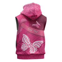 New Zealand Breast Cancer Awareness Sleeveless Zip Hoodie Pink Ribbon Butterfly Maori Pattern LT22 - Polynesian Pride