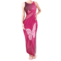 New Zealand Breast Cancer Awareness Tank Maxi Dress Pink Ribbon Butterfly Maori Pattern LT22 Women Pink - Polynesian Pride