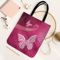 New Zealand Breast Cancer Awareness Tote Bag Pink Ribbon Butterfly Maori Pattern LT22 Black Strap One Size Pink - Polynesian Pride