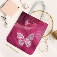 New Zealand Breast Cancer Awareness Tote Bag Pink Ribbon Butterfly Maori Pattern LT22 White Strap One Size Pink - Polynesian Pride