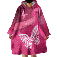 New Zealand Breast Cancer Awareness Wearable Blanket Hoodie Pink Ribbon Butterfly Maori Pattern LT22 - Polynesian Pride