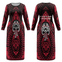 New Zealand Maori Language Week Couples Matching Long Sleeve Bodycon Dress and Hawaiian Shirt Te Wiki O Te Reo Maori Hei Tiki LT22 - Polynesian Pride