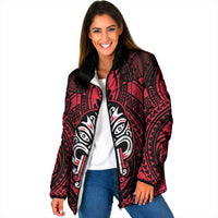 New Zealand Maori Language Week Padded Jacket Te Wiki O Te Reo Maori Hei Tiki LT22 Women Red - Polynesian Pride