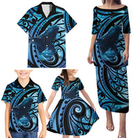 New Zealand Matariki Family Matching Puletasi and Hawaiian Shirt Maori Humpback Whale Galaxy LT22 - Polynesian Pride