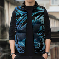 New Zealand Matariki Sleeveless Puffer Jacket Maori Humpback Whale Galaxy
