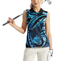New Zealand Matariki Women Sleeveless Polo Shirt Maori Humpback Whale Galaxy LT22 - Polynesian Pride