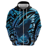 New Zealand Matariki Zip Hoodie Maori Humpback Whale Galaxy