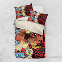 Papua New Guinea Pidgin Language Week Bedding Set Halo Olgeta Tok Pisin Wik Bird Of Paradise Oro Batik LT22 US Twin 172cm x 218cm Red - Polynesian Pride