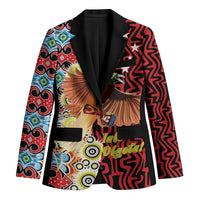 Personalised Papua New Guinea Pidgin Language Week Blazer Halo Olgeta Tok Pisin Wik Bird Of Paradise Oro Batik LT22 Unisex Red - Polynesian Pride