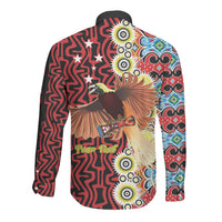 Personalised Papua New Guinea Pidgin Language Week Long Sleeve Button Shirt Halo Olgeta Tok Pisin Wik Bird Of Paradise Oro Batik LT22 - Polynesian Pride