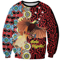 Personalised Papua New Guinea Pidgin Language Week Sweatshirt Halo Olgeta Tok Pisin Wik Bird Of Paradise Oro Batik LT22 Unisex Red - Polynesian Pride