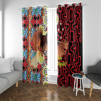 Papua New Guinea Pidgin Language Week Window Curtain Halo Olgeta Tok Pisin Wik Bird Of Paradise Oro Batik LT22 With Grommets Red - Polynesian Pride