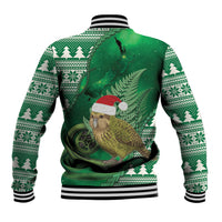 New Zealand Kakapo Christmas In July Baseball Jacket Silver Fern Santa Xmas Green Color