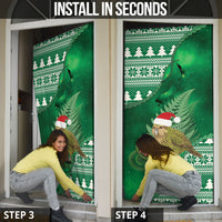 New Zealand Kakapo Christmas In July Door Cover Silver Fern Santa Xmas Green Color LT22 - Polynesian Pride